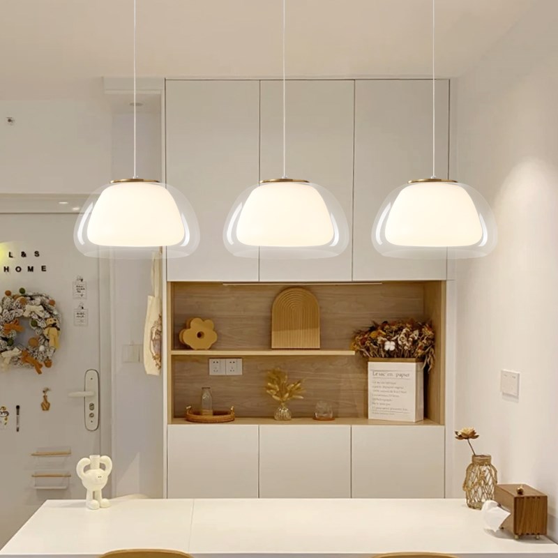 果冻吊灯丹麦现代简约卧室床头灯奶油风玻璃岛台吧台三头餐厅吊灯