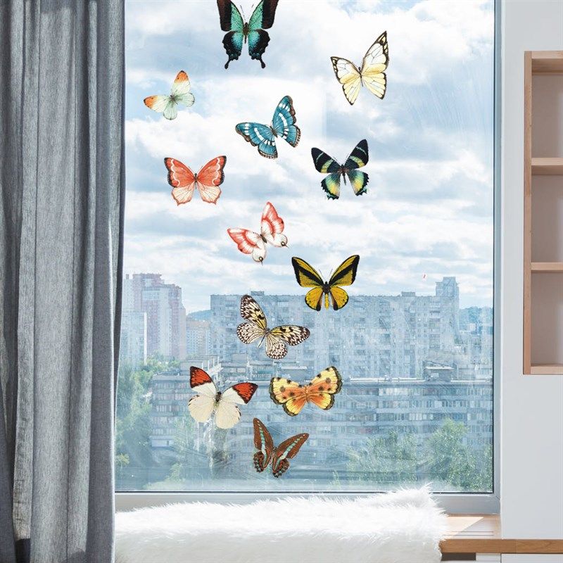 店面移门橱窗防撞警示彩色蝴蝶无胶静电玻璃贴纸PVC可移除窗户贴,家居饰品,涂鸦墙贴,淘宝优惠券,粉丝福利购,淘宝优惠卷