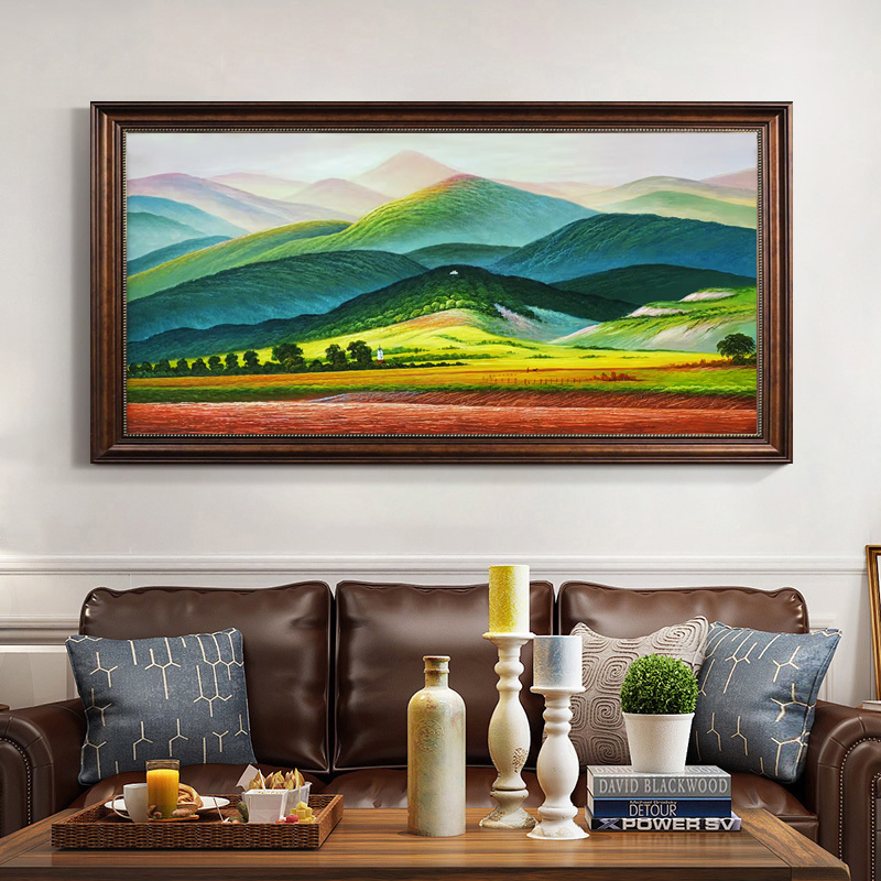 手绘巨人山油画欧式客厅沙发办公室无水装饰画玄关风景背有靠山画