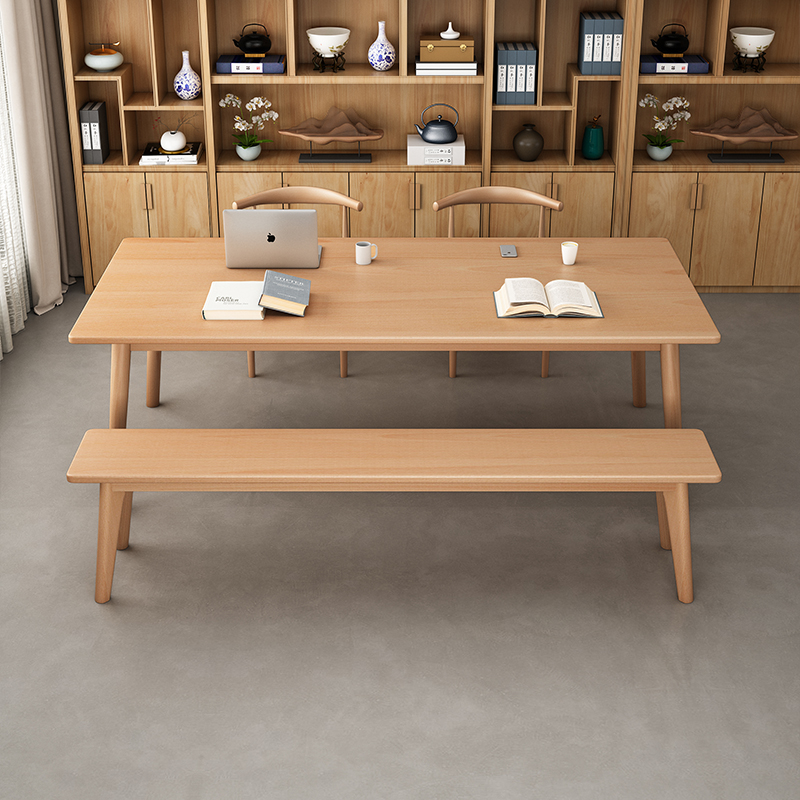 实木人书桌电脑桌长条桌靠墙一字长桌写字桌办公桌卧室家用简约