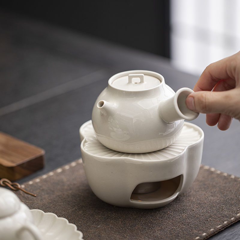 草木祠 陶瓷侧把壶泡茶壶蜡烛底座保温炉温酒壶温茶套装