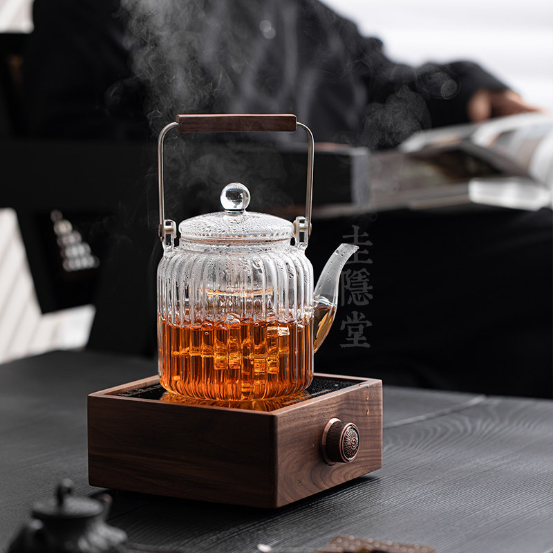 圭隐堂耐热玻璃大容量蒸煮茶壶家用复古提梁壶泡茶壶电陶炉套装