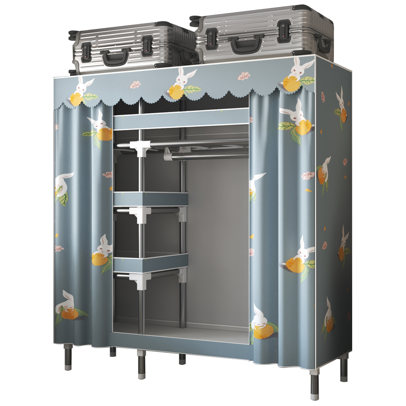 简易衣柜家用卧室布衣柜加粗加厚全钢架组装布衣橱结实耐用出租房