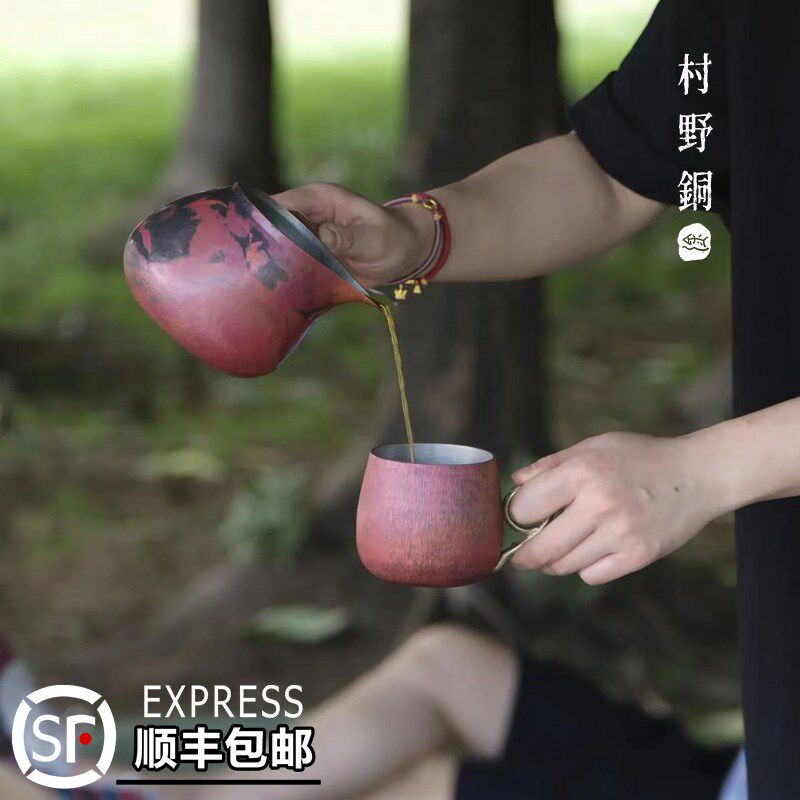 村野铜火烧铜滤杯复古手冲咖啡冷萃铜壶手工煮茶分享壶功夫公道杯图片