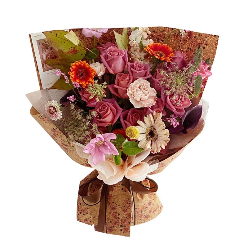 芯苼 复古皮革纹理软布鲜花束包花资材手工花艺diy花店包装纸材料