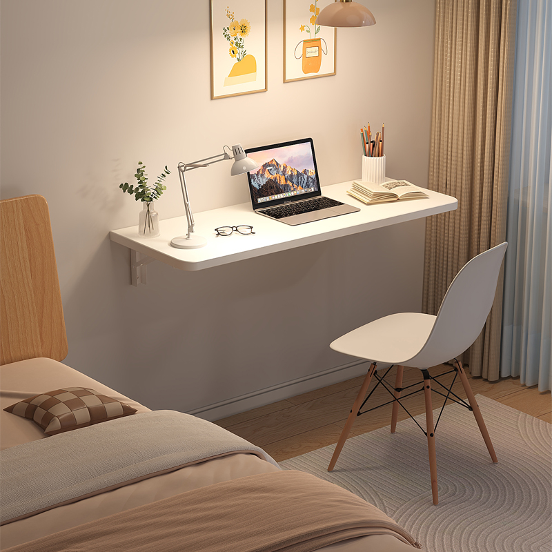 家用壁挂可折叠简易书桌卧室女生床边学生写字桌长方形墙上折叠桌