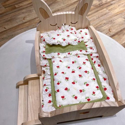 屁屁妈 环保实木无味扮家家酒玩具床 儿童彷真娃娃床宠物床角色扮