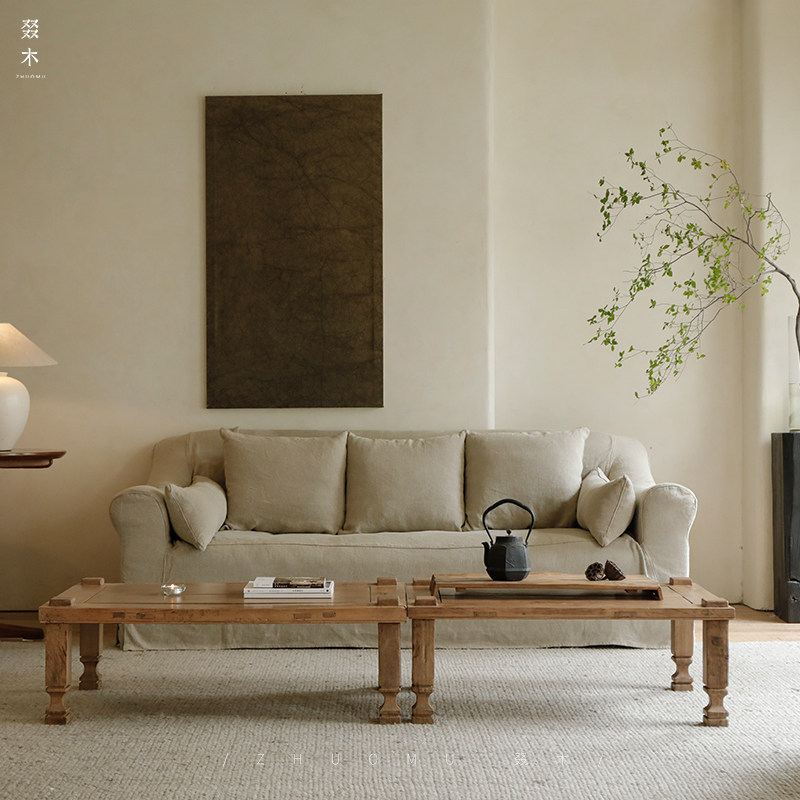 叕木/旧木改造  客厅茶几实木茶桌民宿中式咖啡桌茶台侘寂风家具