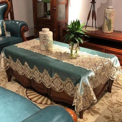 餐桌茶几桌布客厅2024新款现代简约风丝绒欧式电视柜实木茶几桌布
