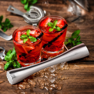 全不锈钢捣棒碎冰锤鸡尾酒柠檬薄荷香草碾压碎棍捣碎器搅拌棒调酒