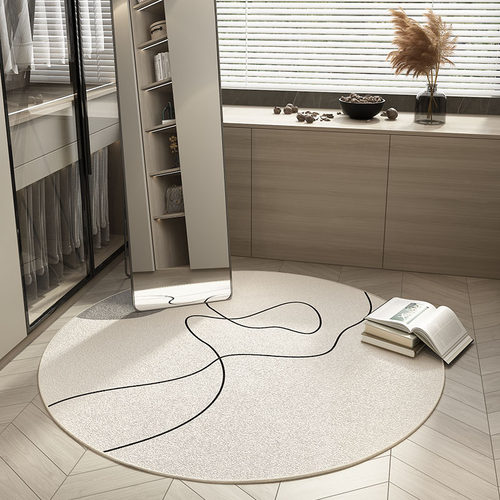 卧室圆形地毯穿衣镜子衣帽间地垫落地镜前支持定制小垫子高级感