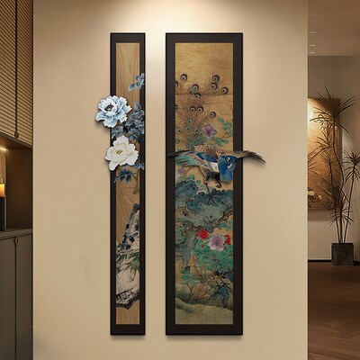 中古风大气玄关画高级感立体装饰画走廊过道尽头壁画中式美学挂画