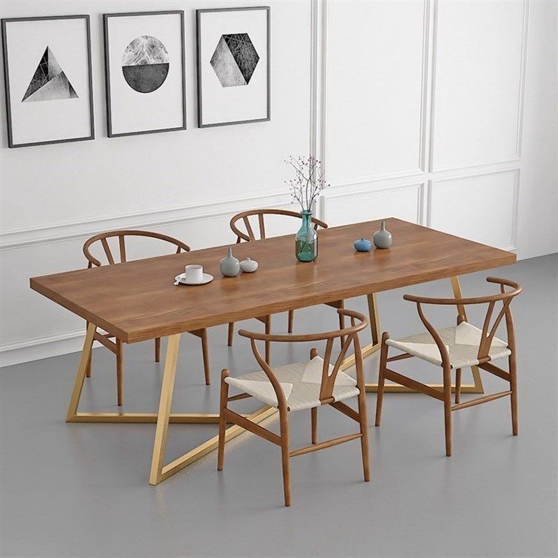 会议桌简约现代实木长方形工作台会客桌椅组合工业风办公长条桌