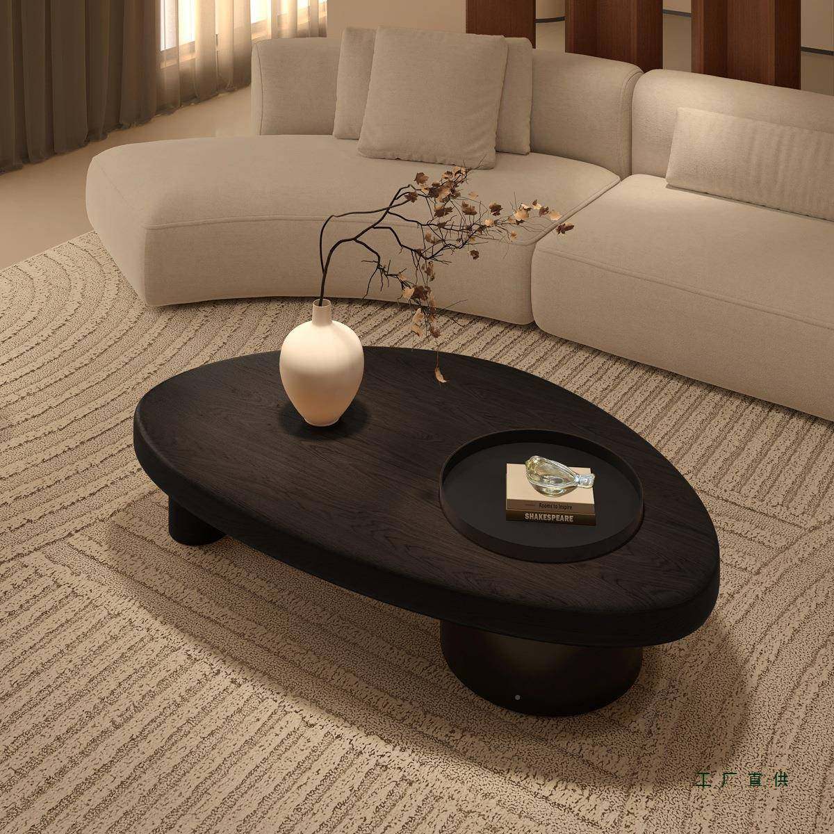 中古风实木茶几师桌客厅家2小户型原木云朵茶几网用红设985计205