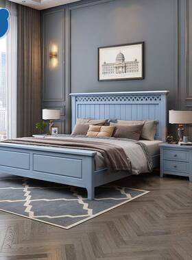 实米木床现全代简约白色2大床5美式轻奢1602.8米双人床1.m单人儿