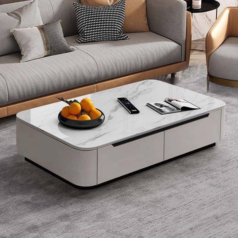 全实木电视柜岩板茶几现代简约小户型客厅家用烤漆茶几落地储物柜
