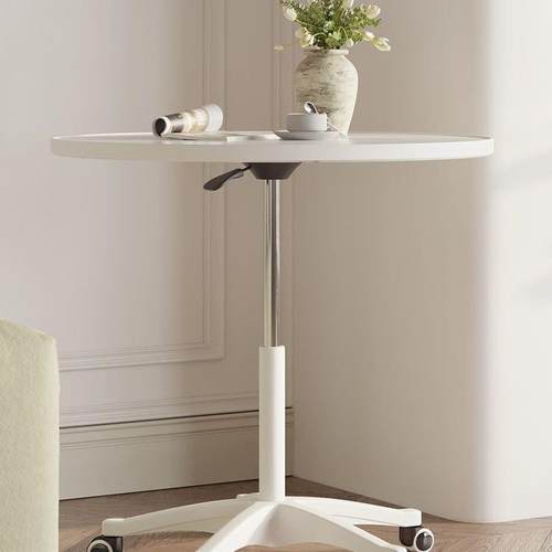 升降VLH小休圆桌可移动带轮卧用室床边家吃饭餐桌滑闲商务洽谈办