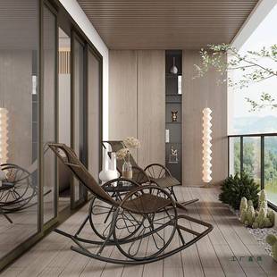 夏季 休藤椅摇椅家摇摇大椅人逍SRX遥椅老人阳台闲躺椅藤编懒人椅