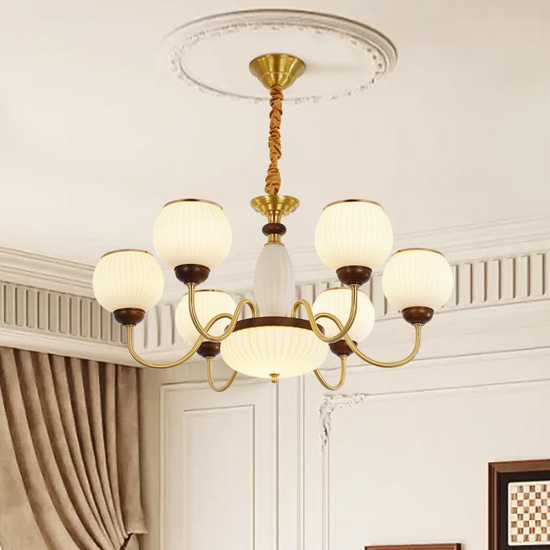 档美式复古客厅吊灯中风高大气白蜡木洋餐古厅主卧室中972山南灯