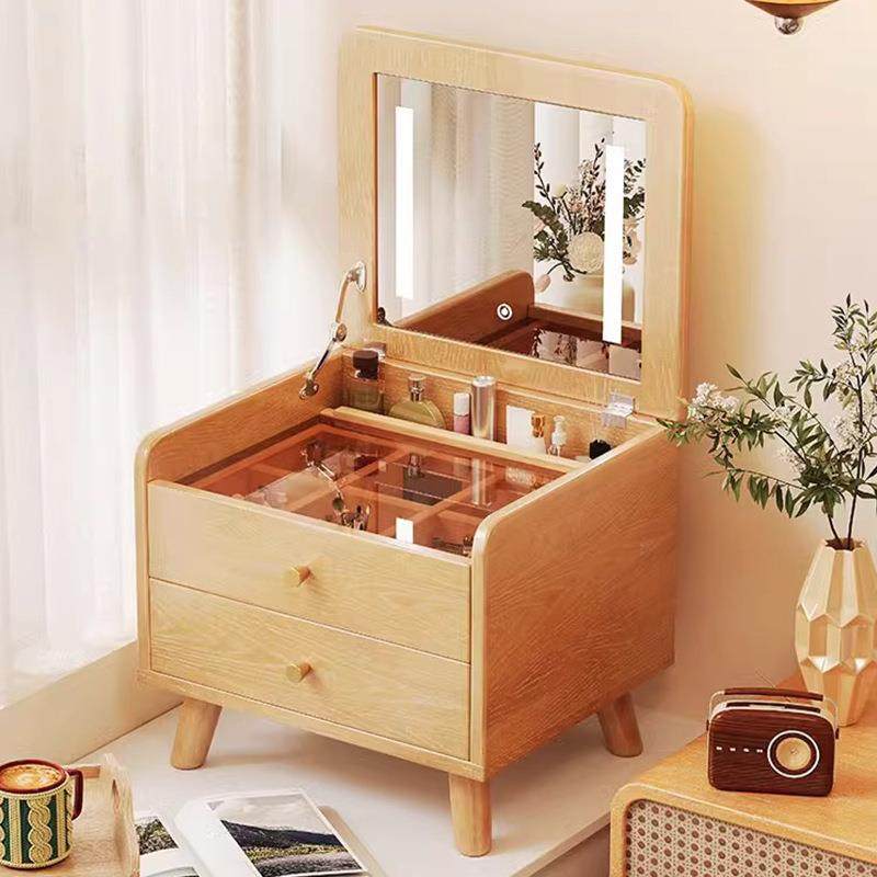 户飘窗梳妆小型室化妆桌翻盖化妆HWI柜台实木梳妆桌窄边带卧灯化