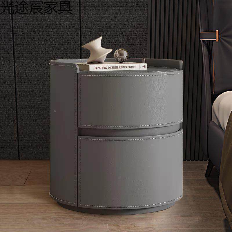 床头创意现式极简马皮圆形简约代鞍小巧卧室新款柜20YLN25岩板轻
