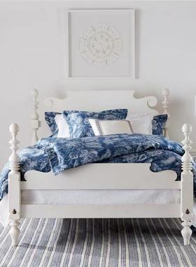 用黑色白色儒雅桦木床镂空柱设计顶多家颜色婚床美式YXW卧室单种