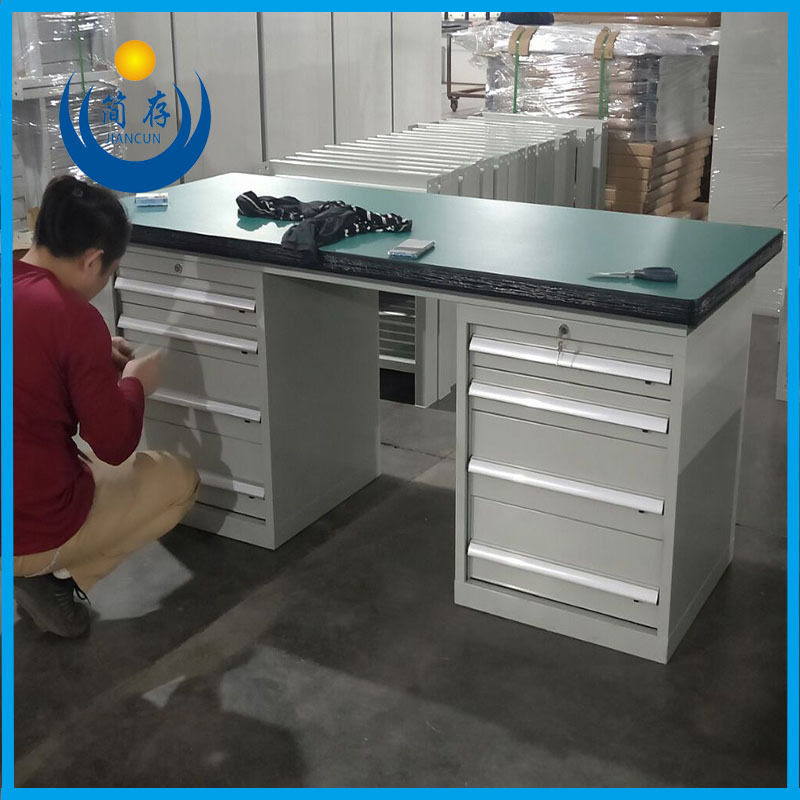重型防静电双落地钳工桌带抽屉