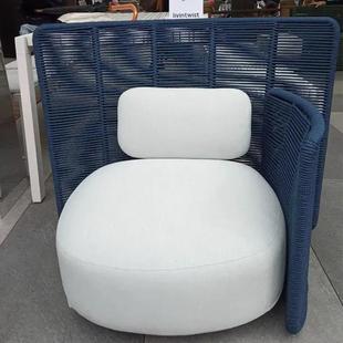 设计师户外庭院园沙发组729合藤编创意花外露天酒家店休闲室样板