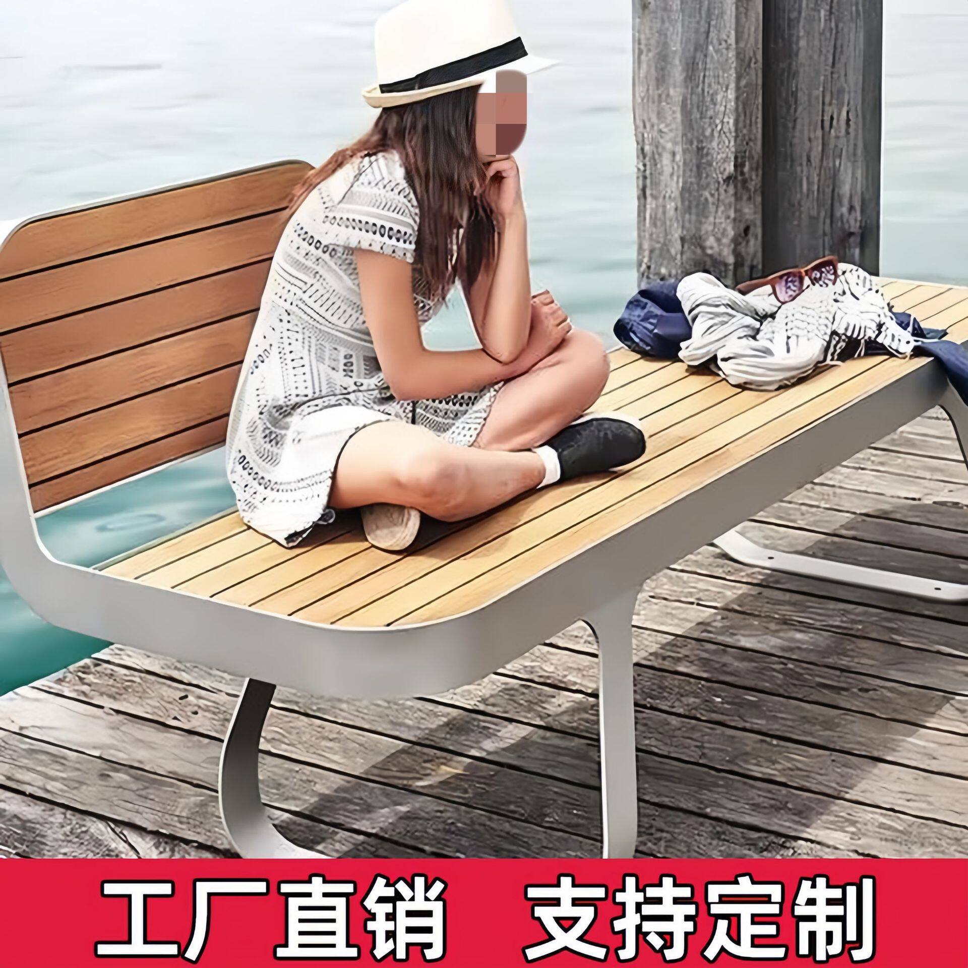 户外公园椅镀锌包边防腐实木长条椅庭院小区公园公共休闲椅长凳子