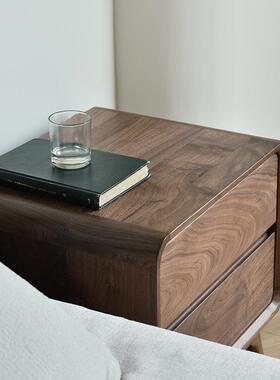 黑胡桃木实原木北美厂木家直销樱床头柜现桃代78514卧室储物木柜