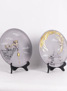 脂现代式中树描金立盘MC-TY-76摆件样版房展厅隔断书柜酒店新大堂