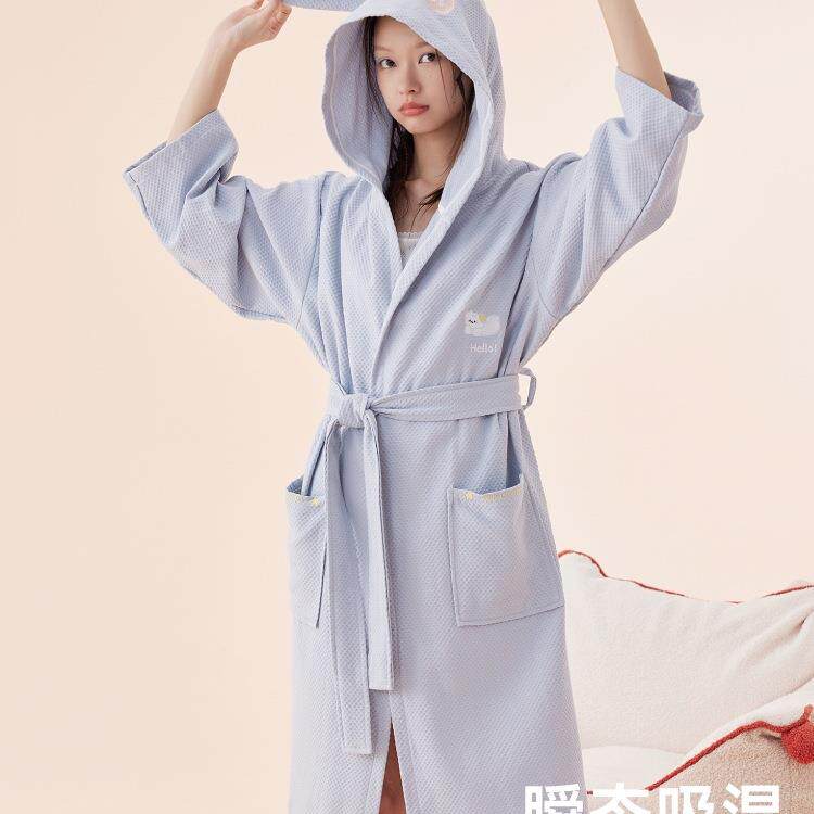 纯棉浴袍女吸水速干22四季通新用浴衣成人睡袍F97958HJ式浴巾05款