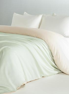 夏季凉感进口兰精丝单品被套单双人简约纯色被双拼YX39663被罩人