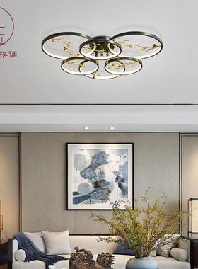 新中式吸顶灯客现代简厅约ed卧室房餐间厅铜梅l花87682风灯具套餐