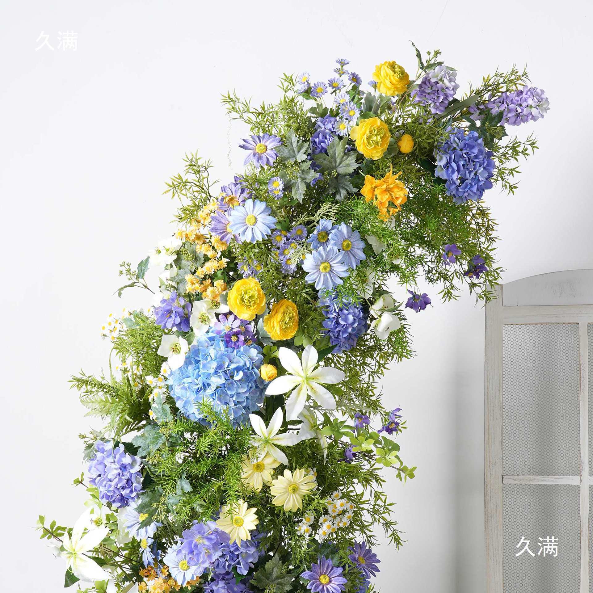 森系婚礼入口牛角拱门假花摆件