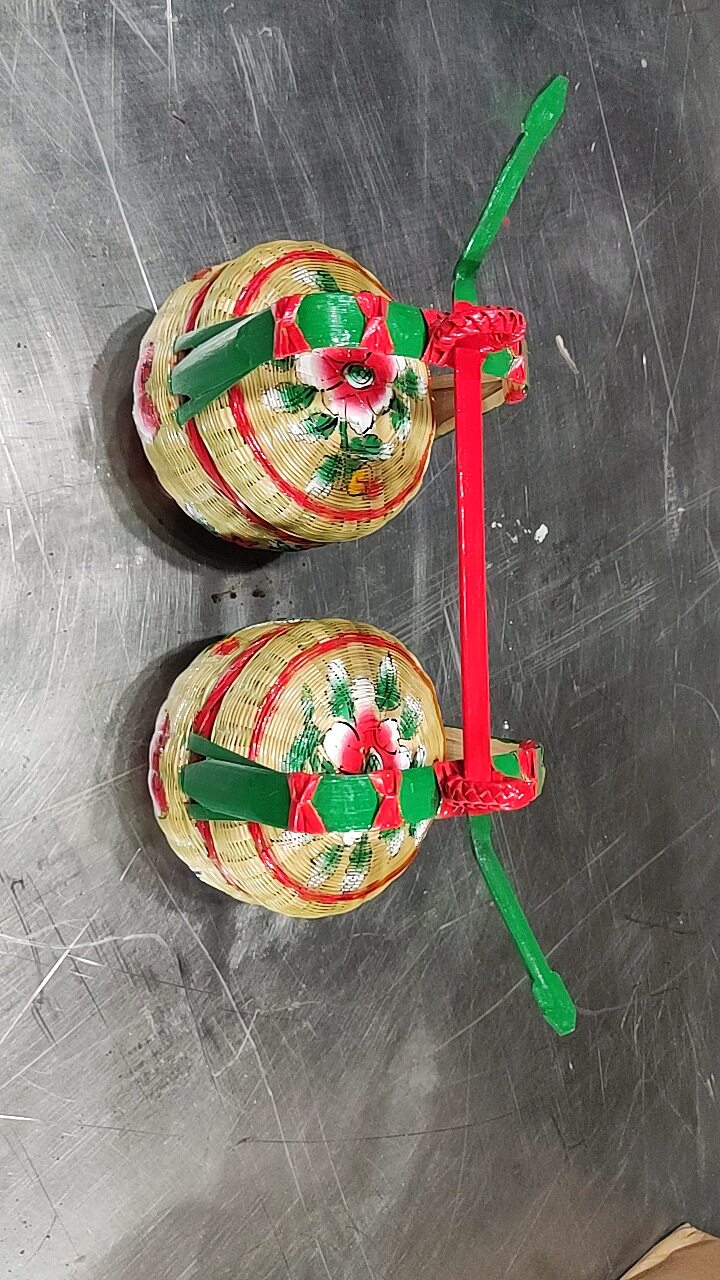 潮汕手工竹编花篮收纳
