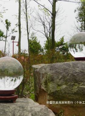 厂家直销水晶摆件紫黄色风生水起白透明尺寸50CM水晶球木底座