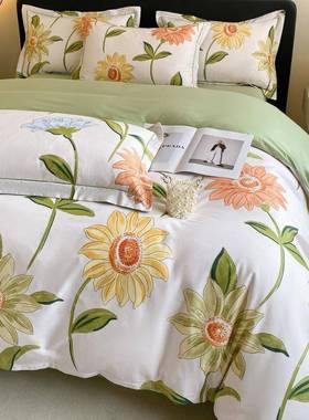 春秋棉00LNE四件套花奔被套全床单双人床笠1.8m床上品纯用棉1三件