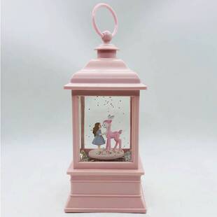 纯色简约小四方灯芭蕾女孩音乐盒带灯树脂风灯摆件创意卡通水灯