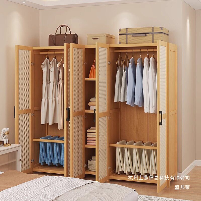 厂家直销挂衣柜出租屋宿舍楠竹衣柜叠衣服衣橱柜简易经济型防尘