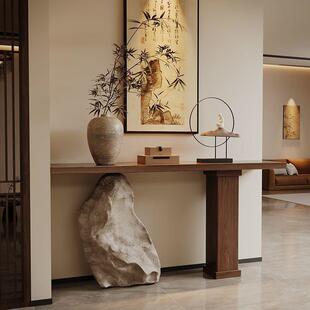 式 实木古玄关桌风酒店走廊入户中客厅端366景台宿民仿石靠墙条案