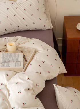 A类裸睡100全棉针织棉四套天竺棉儿件床195单童笠被套床款纯棉三