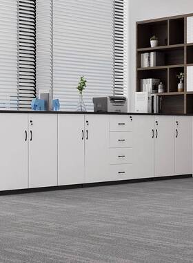 办公室件矮柜木质锁隔带断柜文储ZXH-95物资柜料柜抽屉收纳柜白色