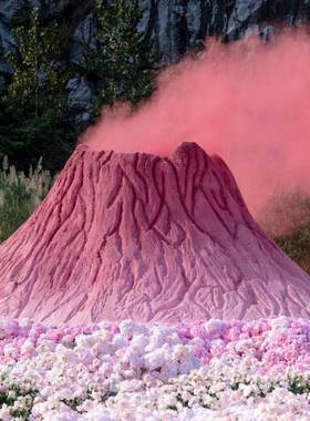 景粉网红色大火山美户外区HNW大型玻璃钢户外表白打卡景观造陈型