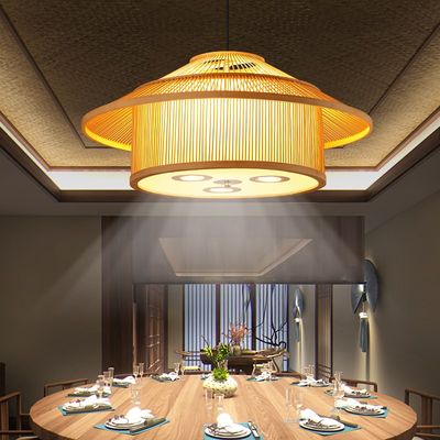 火锅店包厢带射灯竹编灯笼吊灯中式饭店包间店铺民宿竹签房子灯具