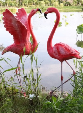 婚庆火烈鸟园林景观仿真动物玻璃钢雕塑庭院橱窗婚纱摄影道具摆件