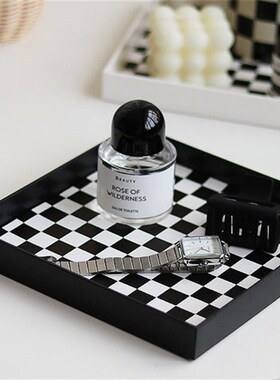 秘密卡车正方形棋盘格托盘香薰头绳小物件装饰客厅玄关家居摆件