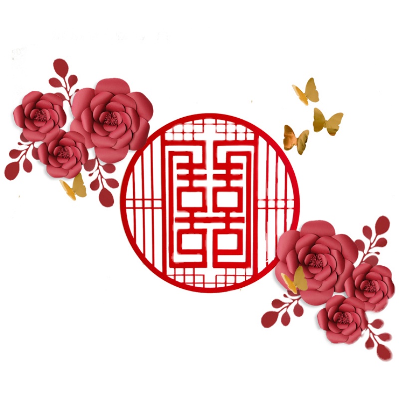 婚房装饰简约CM大喜字订婚用品客厅结婚装扮背景墙装饰大全装