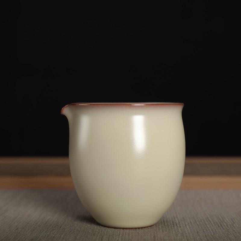 龙泉哥窑青瓷金炼猪油冻手工公道杯陶瓷功夫茶具分酒器不开片茶杯