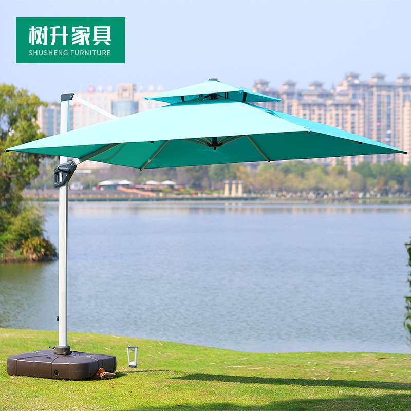 户外遮阳伞庭院伞太阳能LED发光大型摆摊伞广告罗马伞酒吧